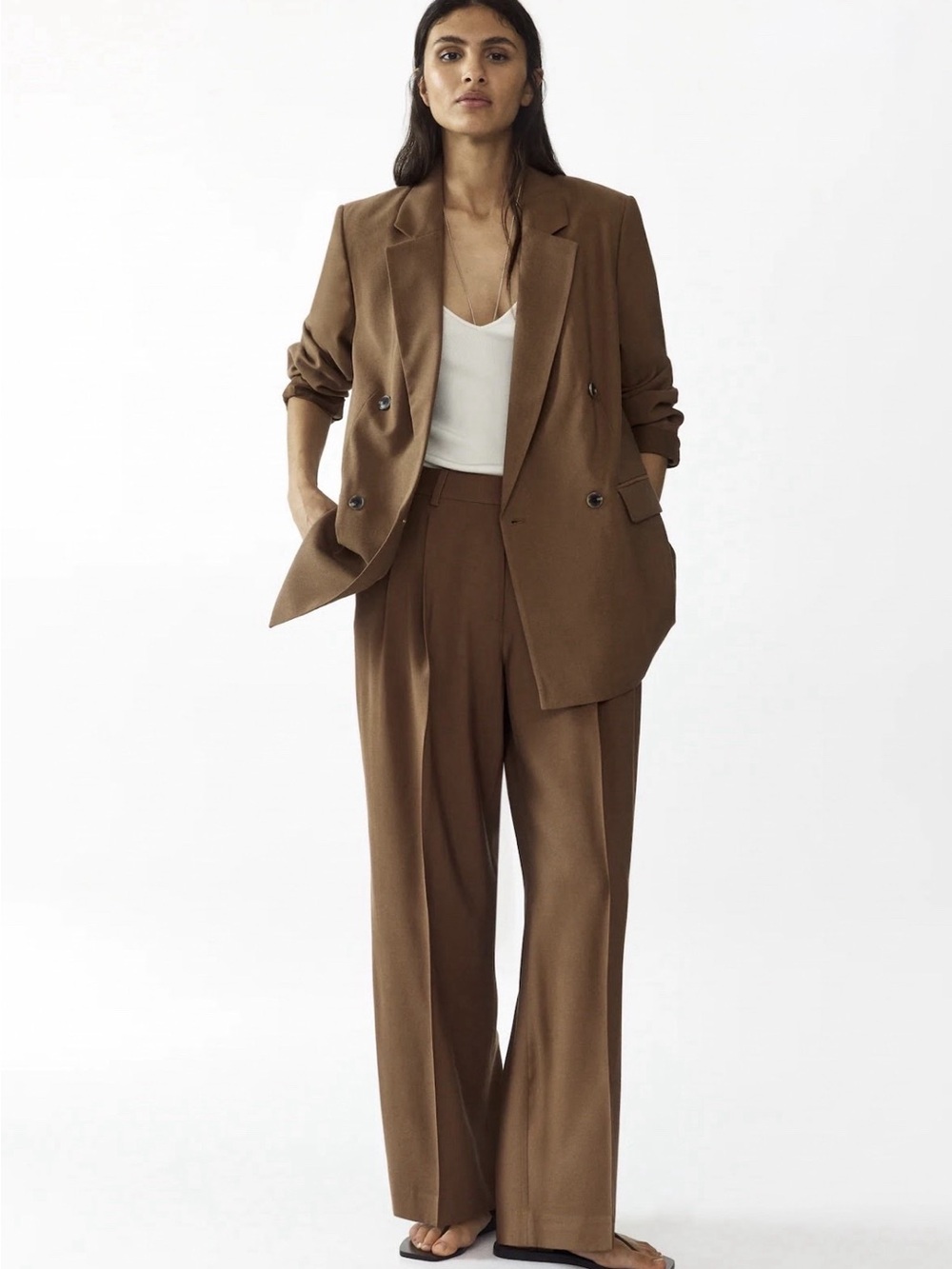 Love Tree Tailored Double Breasted Jacket in Brown - Tailored Women’s Jacket